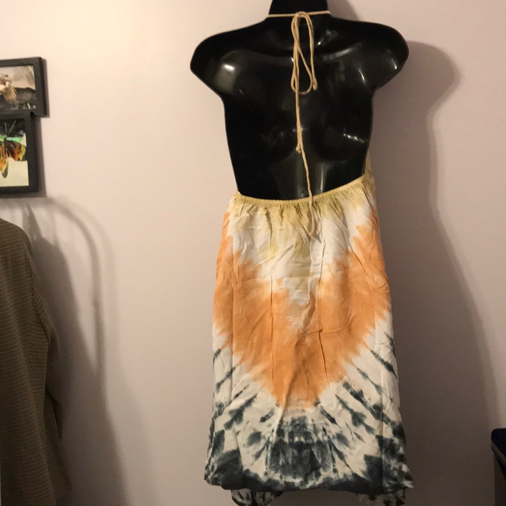 🌻 Sugar & Cream Tie Dye Sand color Halter Dress - Picture 10 of 13